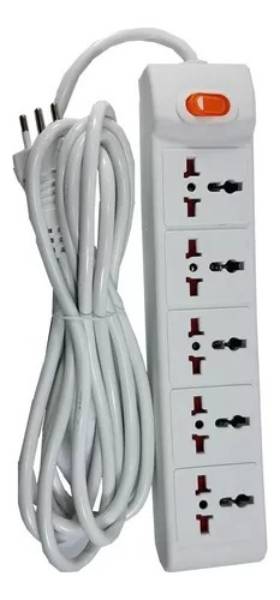 Alargue Zapatilla Ecolite 5 Tomas Universales Llave Y Cable