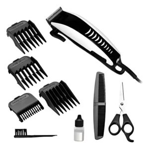 Cortapelo Con Cable Peines Tijera Aceite Cepillo Ledstar Negro Y Gris