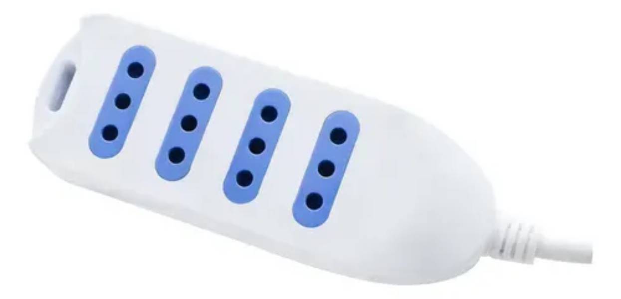 Alargue Zapatilla Ecolite 4 Tomas 3 En Línea Cable 1.5 Metros Color Blanco