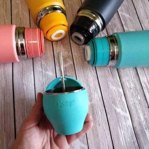 Set De Mate Termo Y Bombilla Keep En Acero Varios Colores