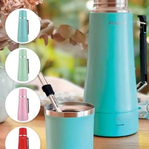 Termo Eléctrico Rojo 1l Peabody Bombilla Acero Inoxidable