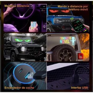 Pantalla Led Flexible Autos Rgb Interactiva Ojos 16X32