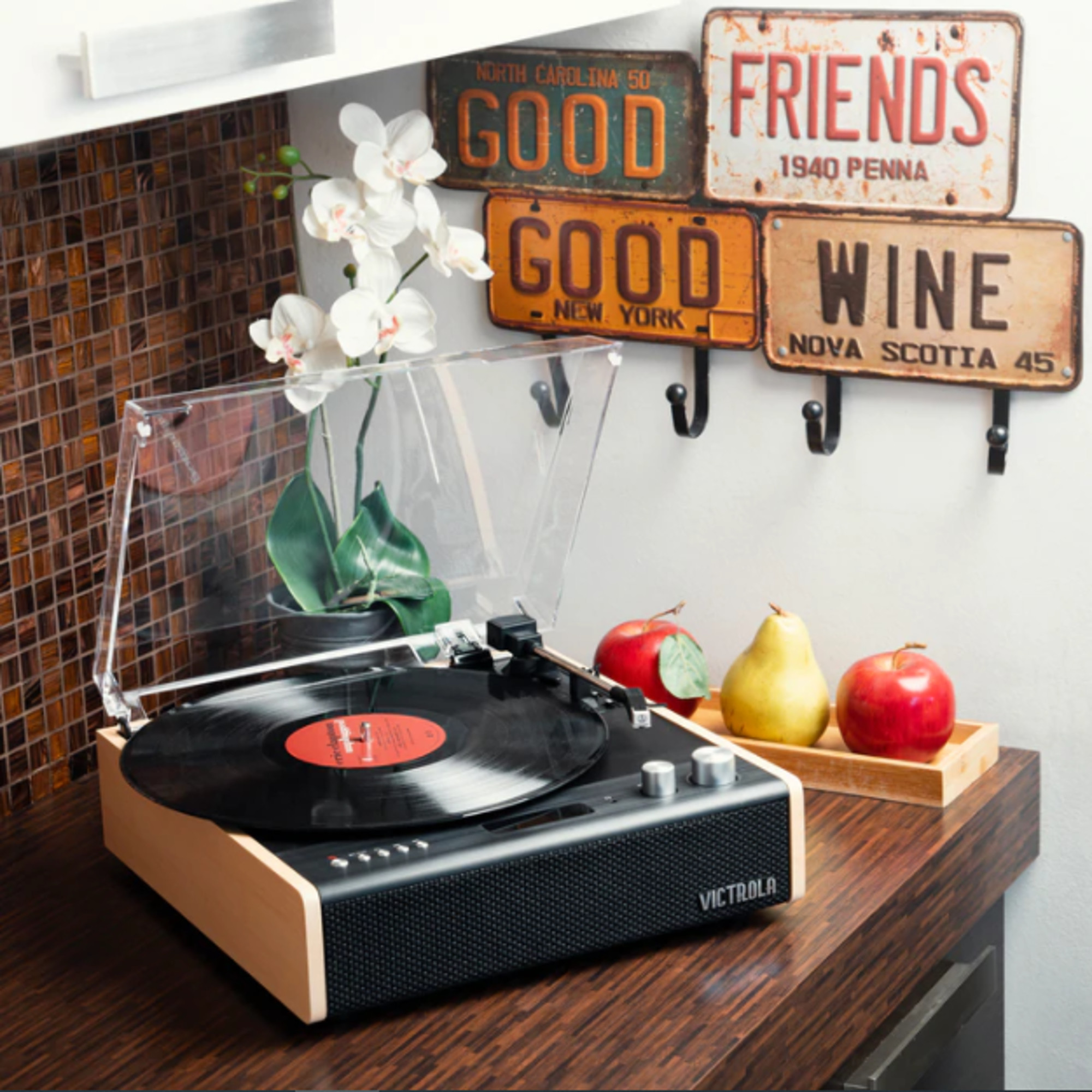 Tocadiscos Victrola Bluetooth Dual Parlantes Estéreo